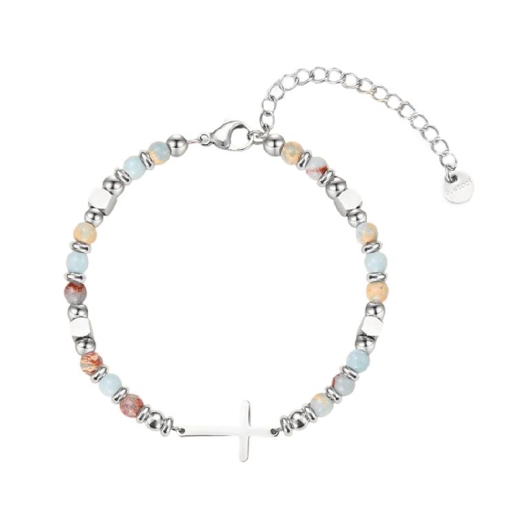 

Adjustable Crucifix Charm Chain Bracelet with Secure Closure Faith Inspired Wristband Handmade Wrist Accessory 1