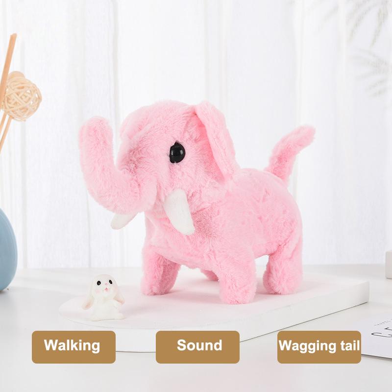 Cute Electric Plush Elephant Children's Simulation Walking Sound Effect Shaking Tail Electronic Pet Children's Plush Doll Gift