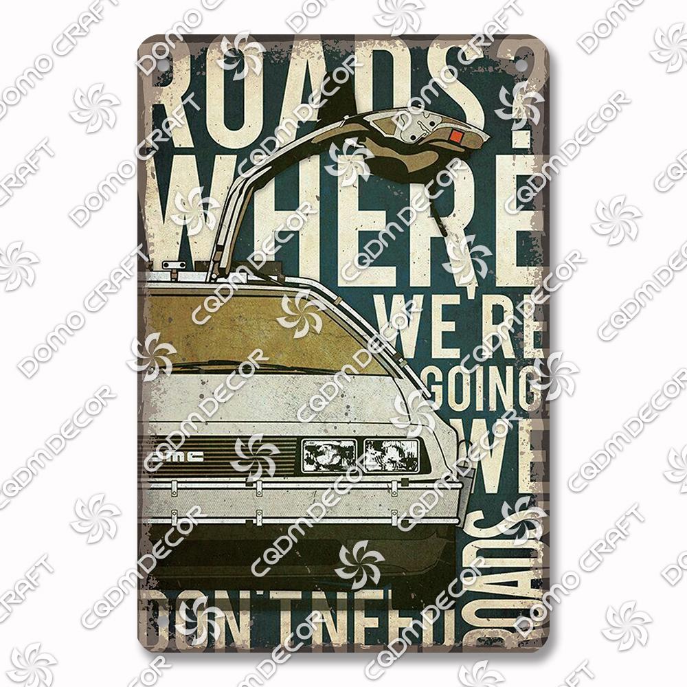Classic Science Fiction Film Metal Tin Sign, Back to the Future Movie Poster Metal Plates, Cinema Club Cafe Bar Home Wall Decor