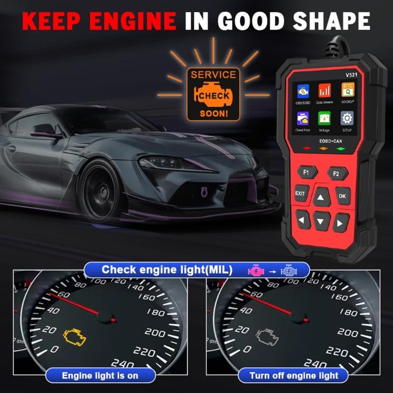Multifunctional V521 OBD Car Diagnostic Scanner Tester Tool Suitable for Engine Fault Code Reading Quick Error Detection