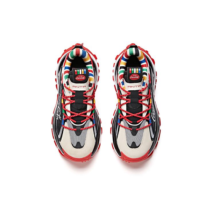 New Coca Cola x Anta Hot Cushioning, Wear Resistant Low top Chunky Sneakers Men's Black White Red 912038890-5