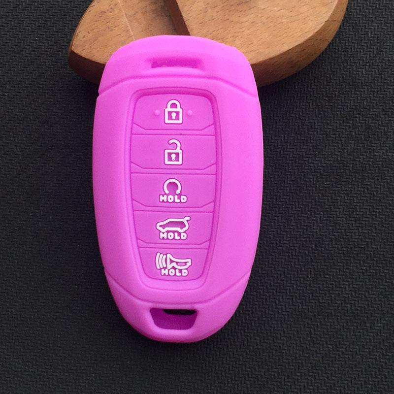 Silicone Car Key Cover Case For Hyundai Palisade 2021 Ix35 Tucson Accent Santa Fe Solaris ELANTRA Azera 5button Key accessories