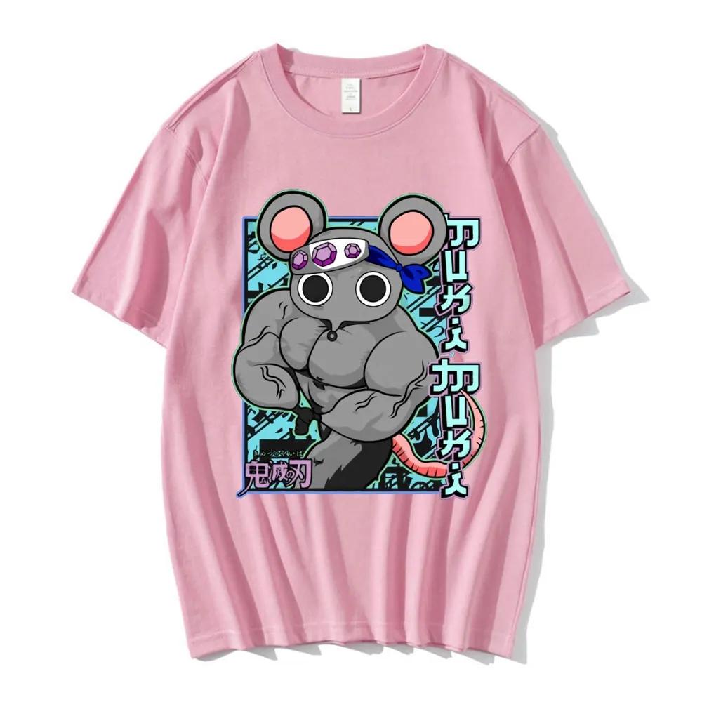 Men's Comic T-shirt 100% Cotton T-shirt Muki Demon Slayer Uzui Tengen Muki Gym Pattern Short-sleeved Top