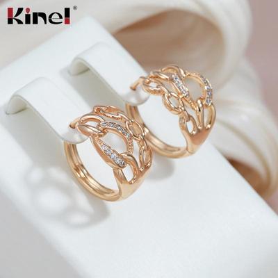 Kinel Skeleton Lock Chain Hoop Oorbellen voor dames Zirkoon verharde fijne sieraden