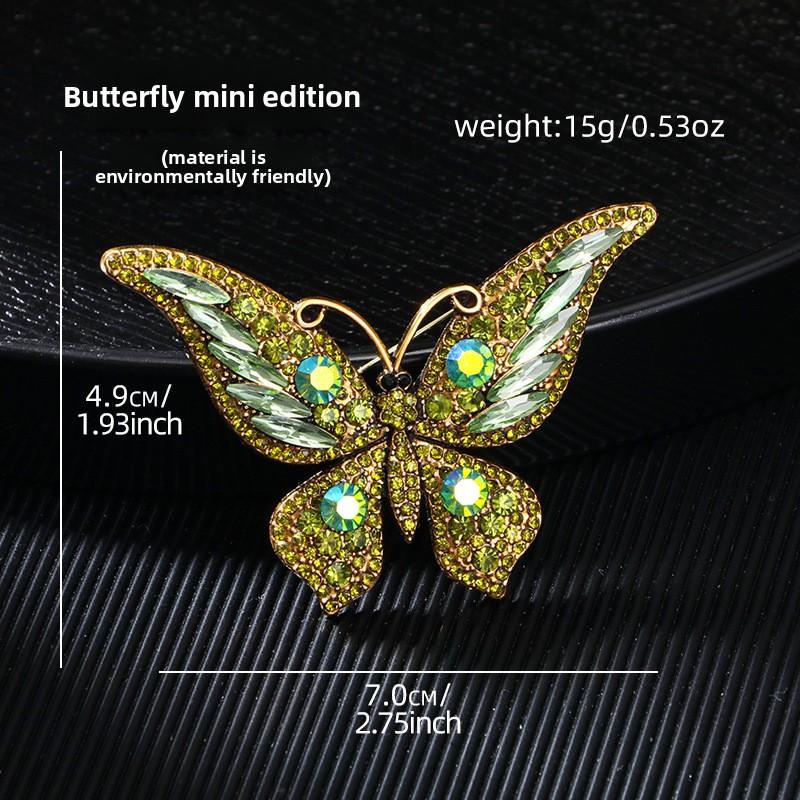 Vintage Crystal Diamond Butterfly Brooch Women's Premium Sense Animal Insect Brooch Clothing Accessories Eco-Friendly Brooch