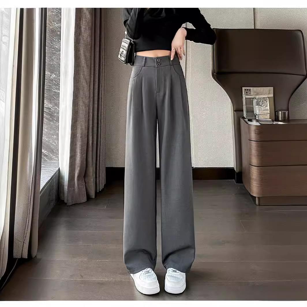 

Узкие широкие брюки с высокой талией для женщин на весну и осень. Стройные прямые брюки длиной до пола. Повседневные брюки с четкими линиями. 2XL