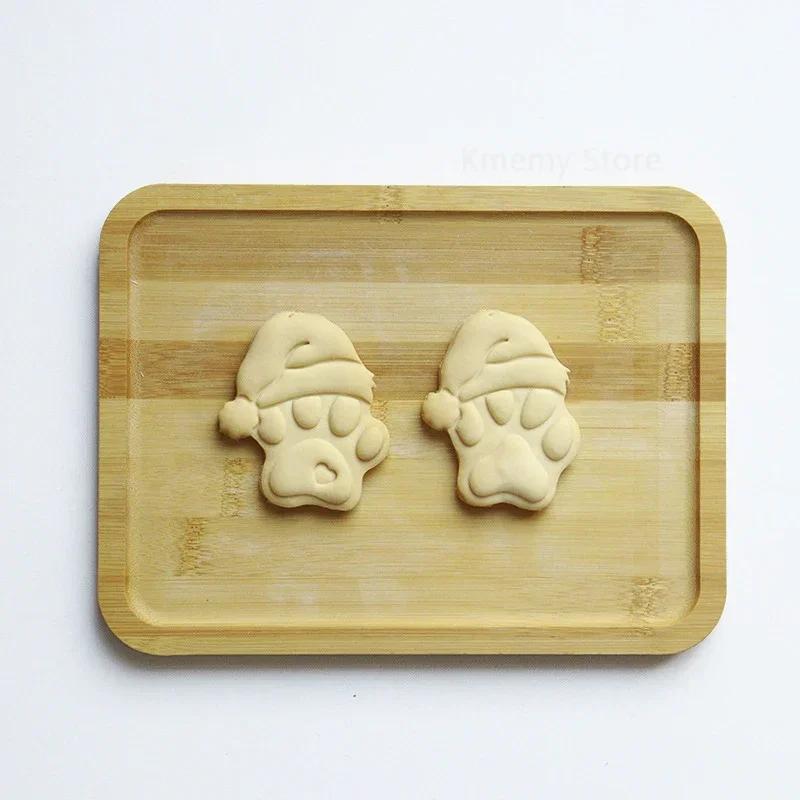 Santa Hat Claw Heart Cookie Cutter Mold 3D Plastic Christmas Claws Fondant Bisacuit Stamp Embossing Die Cake Decorating Tools