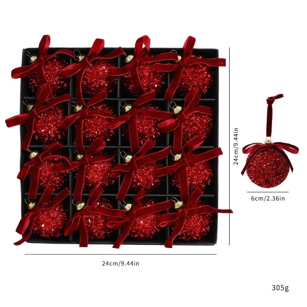 16Pcs Butterfly Bow Christmas Balls Round Christmas Hanging Pendant Christmas Tree Ornaments  Gifts