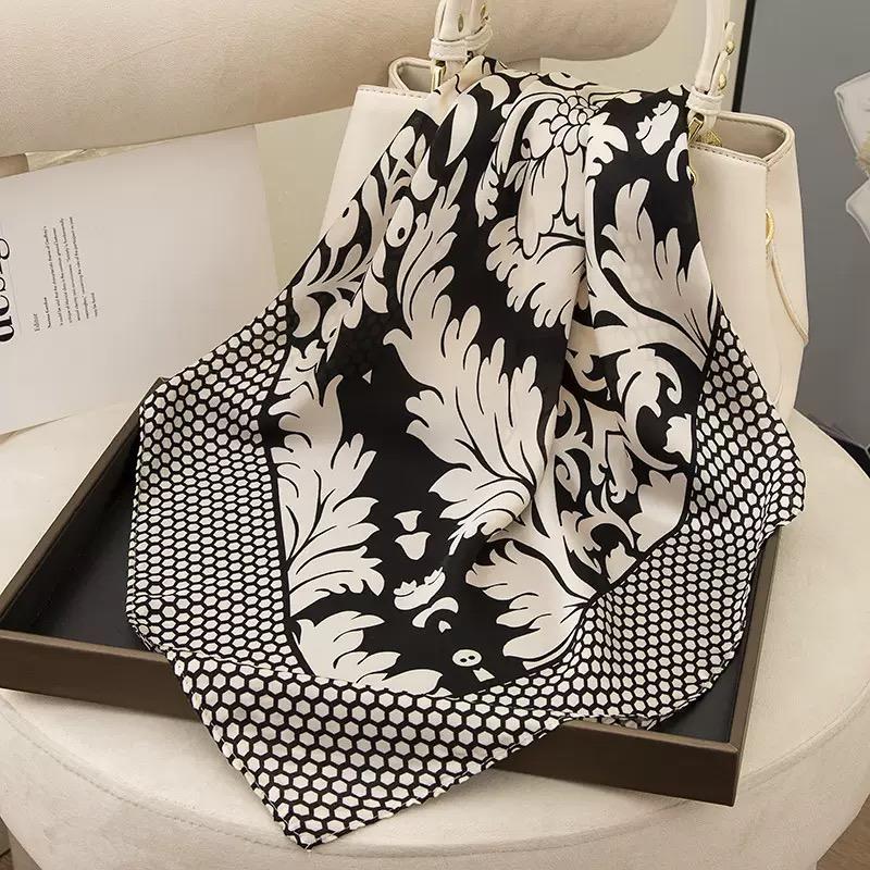 Spring Scarf Women's Luxury Design Polyester Material Smooth Scarf Soft Muslim Headscarf Shawl Beach 90x90cm