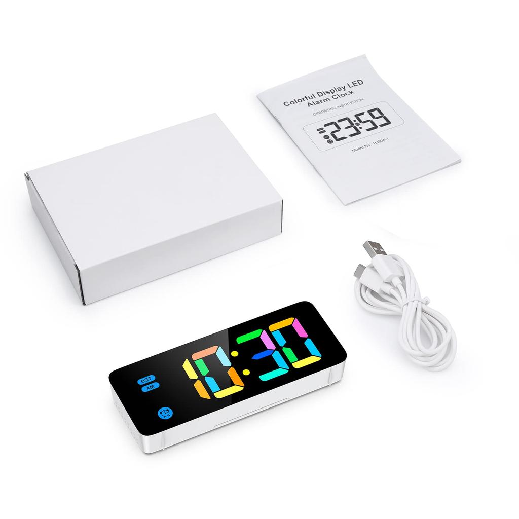 Digital LED Clock, Alarm Clock, Table Clock, Desk Clock, Calendar Display, Brightness Adjustment, Dimmable, Large Screen, Alarm Function, Snooze