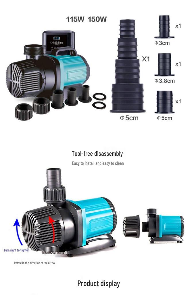 Chuangning Ultra-Quiet Submersible Fish Pond Pump, Bottom Suction & Amphibious Circulation, Variable Frequency Water Pump.