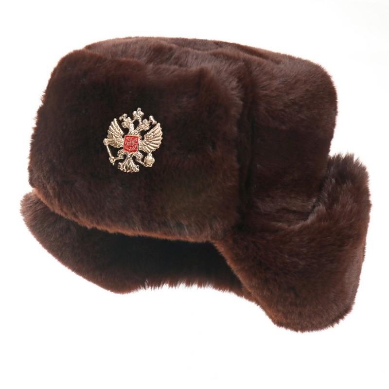 Winter Warm Fleece-Lined Soviet Style Military Hat With Embroidered Badge Men Women Outdoor Cold Weather Protection