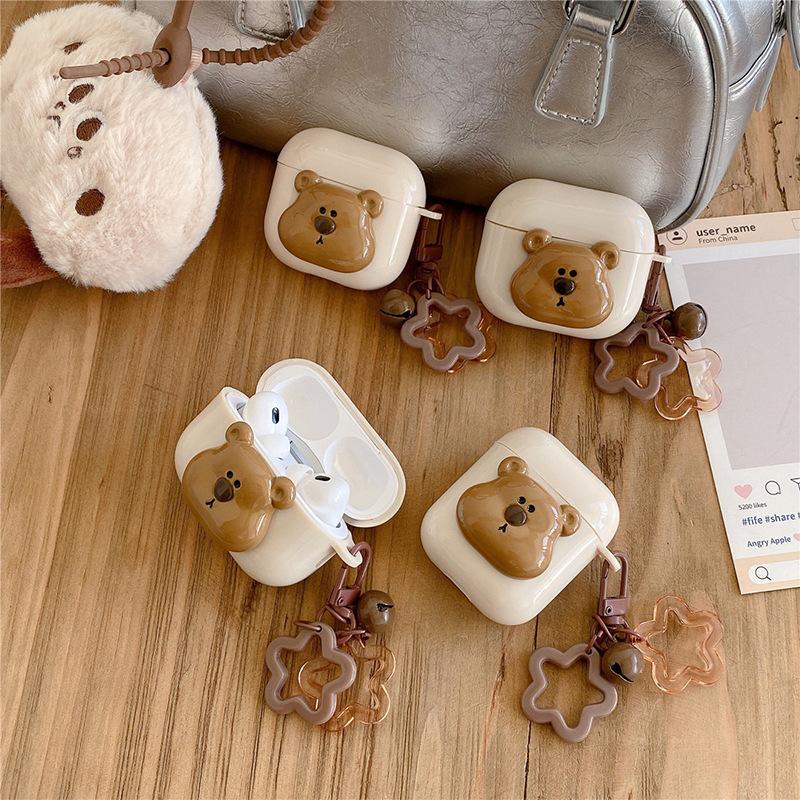 Hollow Pentagram Bell Pendant Earphone Cover For Apple Airpods Pro Bear Airpods 3 /4 Silicone