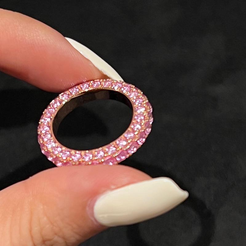 

Chic Tri-Sided Full Diamond Ring: European & American INS Style, Luxurious Single Row Design, Versatile Fashion Jewelry Size 8