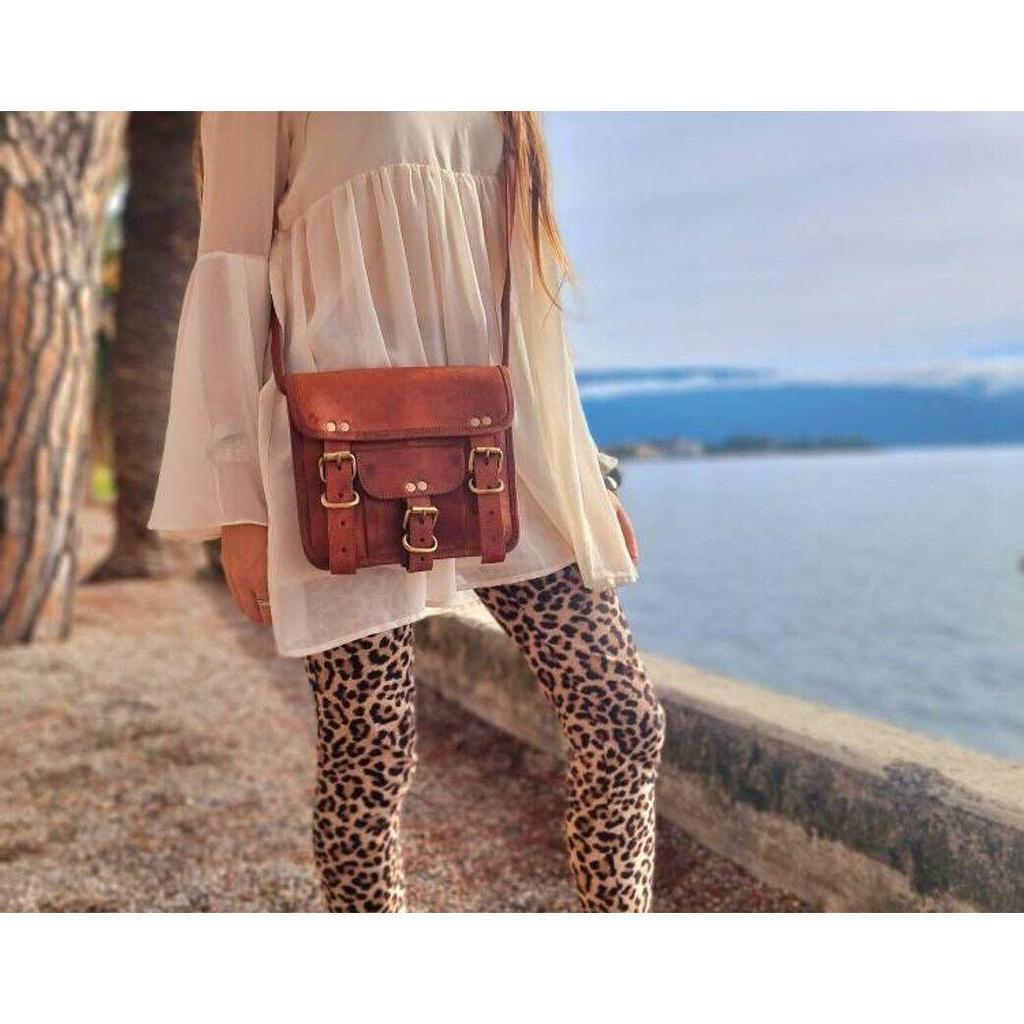 Leather Vintage Brown Messenger Bag Shoulder Bag Briefcase Handmade