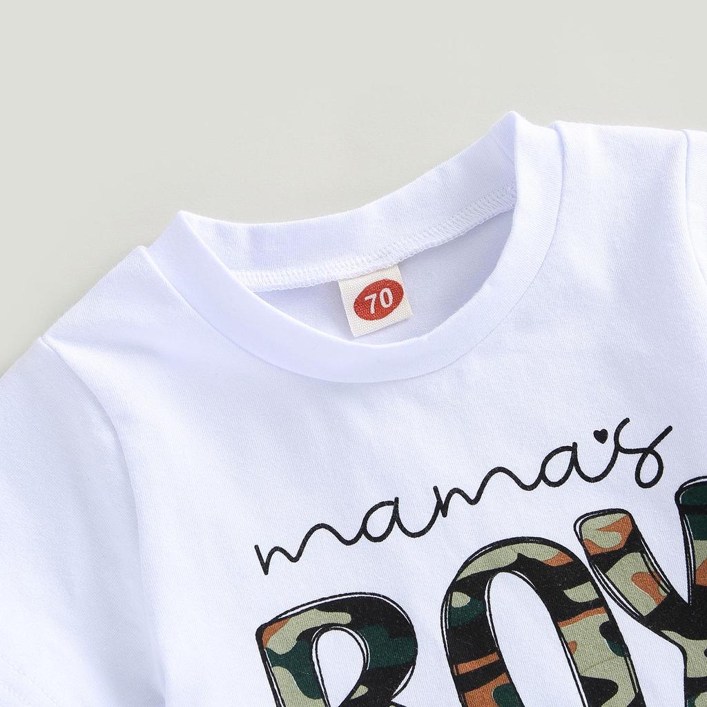 Toddler Baby Boy Summer Clothes Mamas Little Boy Short Sleeve T Shirt Tops Infant Rolled Drawstring Shorts Set