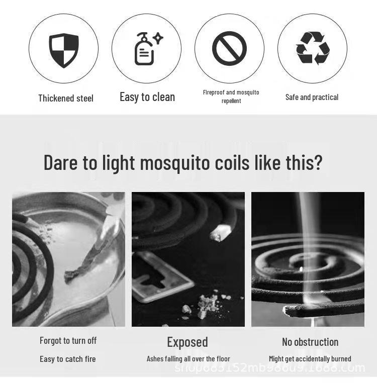 

Fireproof Stainless Steel Lidded Mosquito Coil Holder and Ash Receiver - Kick-Proof and Portable Sawtooth Style - Single