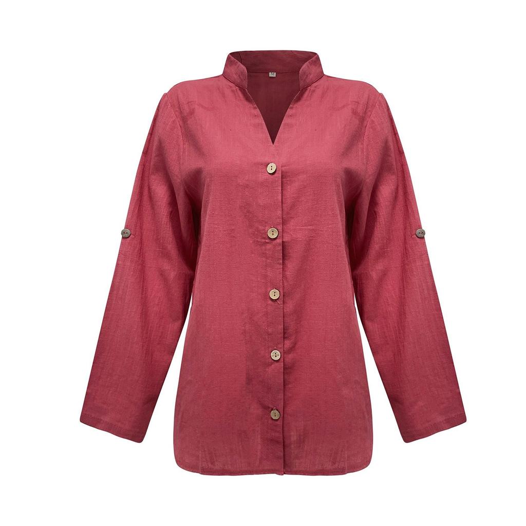 Topy Halenka Tunika Dlouhá košile Velké velikosti Lněné topy Jednobarevné tričko Volný Elegantní Pulovr