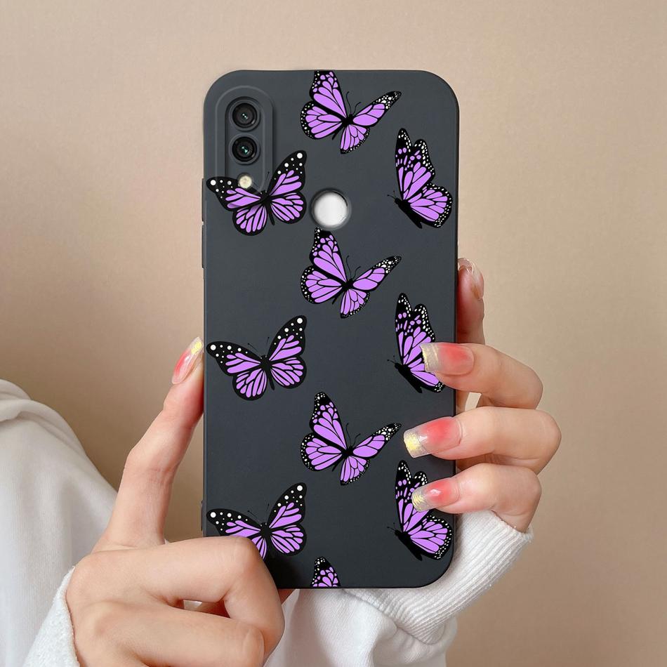 For Redmi Note 7 Pro 7S Case Butterfly Soft Liquid Silicone Camera Protection Back Cover For Xiaomi Redmi Note 7 S 7Pro Funda