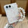 Fashion Transparent Flower Wrist Strap Phone Case for iPhone Ultra 18 Fold Shockproof Portable Ditsy Floral Print Slim Cover