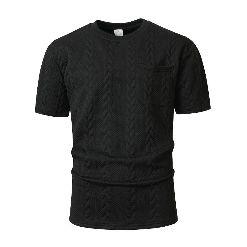 Men's Jacquard Textured Pocket Short Sleeve T-Shirt.