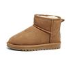 Winter snow shoes flat-bottomed short cotton shoes men's velvet thickened waterproof and warm leather snow boots women