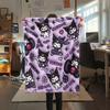 1PC Kuromi Print Flannel Blanket, High quality All Seasons, Home Decor, Warmth and Comfort, Perfect for Christmas Gifts