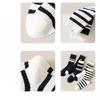 Women's Autumn and Winter Black and White Striped Anti-odor Mid-calf Socks, High Calf Socks, Sports Long Calf Socks