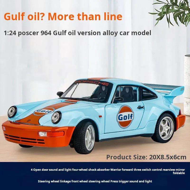 1/24 Ölçekli Porsche 964 Alaşım Araba Diecastlar ve Oyuncak Araçlar Araba Modeli Ses ve Işık Geri Çekmeli Araba Çocuklar İçin Oyuncaklar Hediyeler