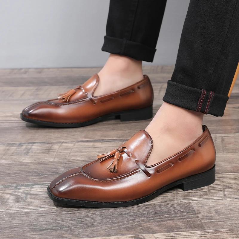 Italian Man Casual Leather Business Shoe Comfy Flat Designer Office Walking Shoes New Luxury Leather Derby Shoes Loafers