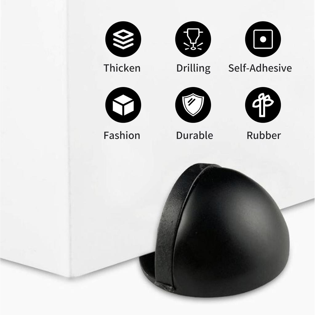 Dörrstoppare Halvkupol golvmonterad borrning och självhäftande dörrstopp för att skydda väggar vägg