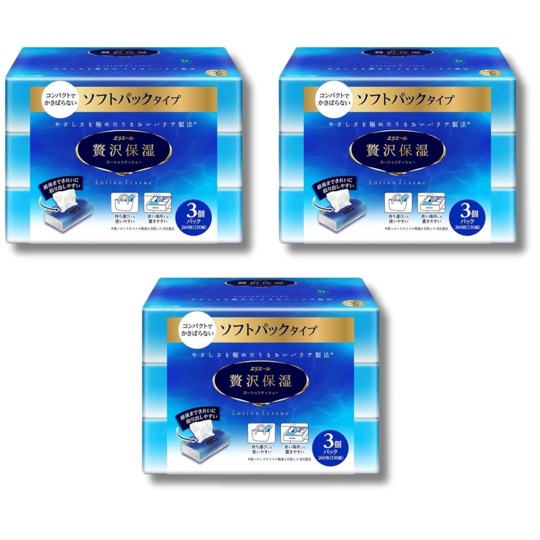 Luxury Moisturizing Lotion Soft 260 sheets x 9 packs Tissues, Pack,