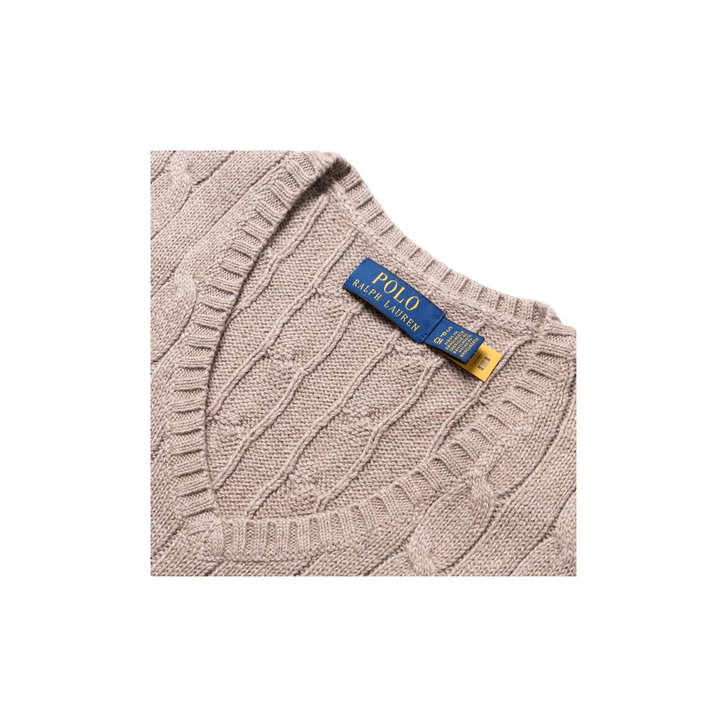 Polo Ralph Lauren Jednofarebná bavlnená vesta s káblovaným úpletom Pánske vrchné oblečenie Prírodná-béžová MNPOSWEICM20019101