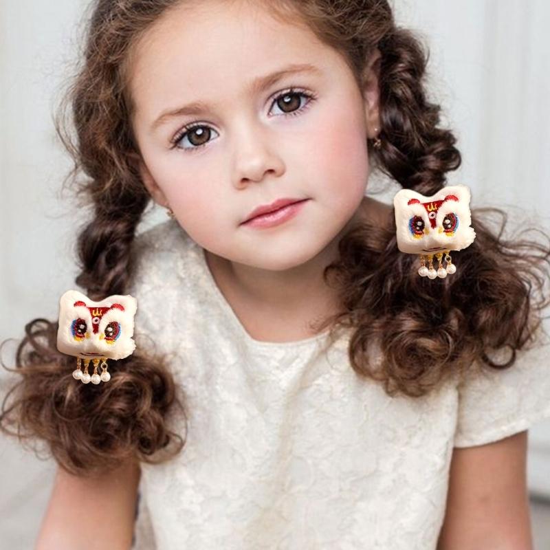 New Year Hair Clip Pearls Side Clip Tassels Pompoms Sweet Bowknot Plush Furry Hairpin Sweet Cool Photo Props