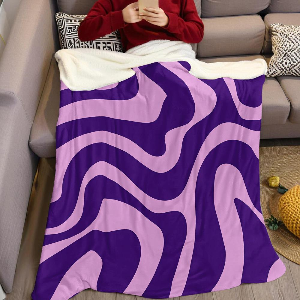Lilac Wave Flannel Blanket Warm Soft Halloween Christmas Couch Warm Cozy Decorative Decor Gift For All Season
