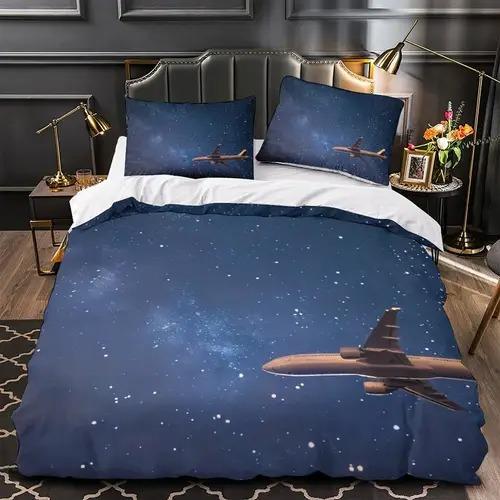 Airplane Soft Duvet Cover Soft Duvet Cover Featuring Airplane Patern Suitable for Children Kids Plus Adult Peoples Soft Comfortable Plus Breathable