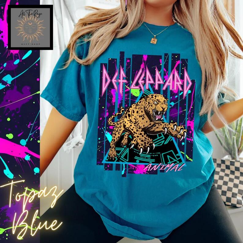 

Def Leppard Neon Shirt Retro 80S Band Tee Vintage Rock Concert Fan Gift Unisex T-Shirt S