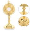2Pcs Brass Metal Standing Crucifix Cross for Home Decor Catholic Church Prayer Tabletop Display Religious Christian Ornament