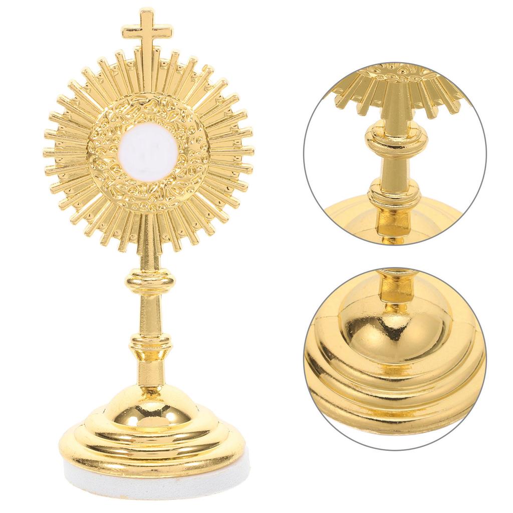 2Pcs Brass Metal Standing Crucifix Cross for Home Decor Catholic Church Prayer Tabletop Display Religious Christian Ornament