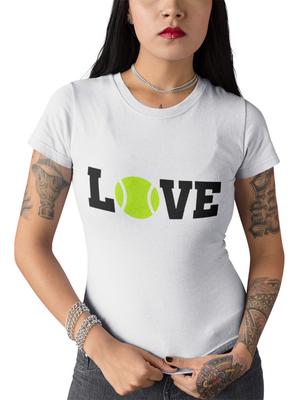 Organic Cotton Women's T-Shirt Fitted Sport Motifs Tennis Love Peace Tennis