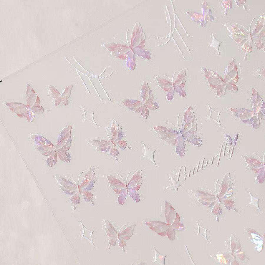 Shell Light Blue Butterfly Nail Art Sticker New Broken Purple Butterfly Beautiful Nail Sticker