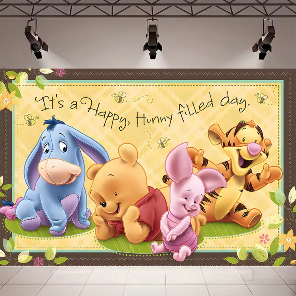 Cute Winnie the Pooh Theme Backdrop Kids 1st Birthday Party Baby Shower Decor Banner Studio Portrait Photography Background471