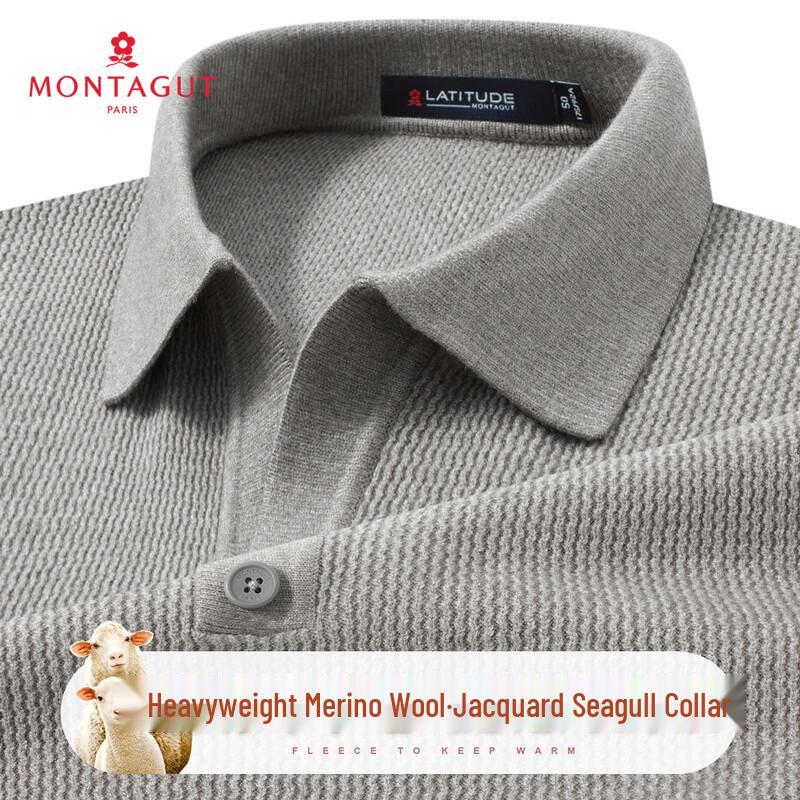 

MONTAGUT Men s Merino Wool Blend Wave Jacquard Knit Sweater 3XL