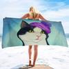 Kawaii Kitten Pattern Seaside Vacation Beach Towel Swimming Bath Towel Sports Towel