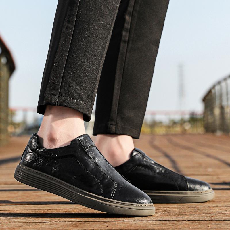 Fashion All-match Mens Slip On Walking Footwear Fashion Men's Flats Men Shoes Genuine Leather Mens Sneakers High Quality Skate Shoes Men