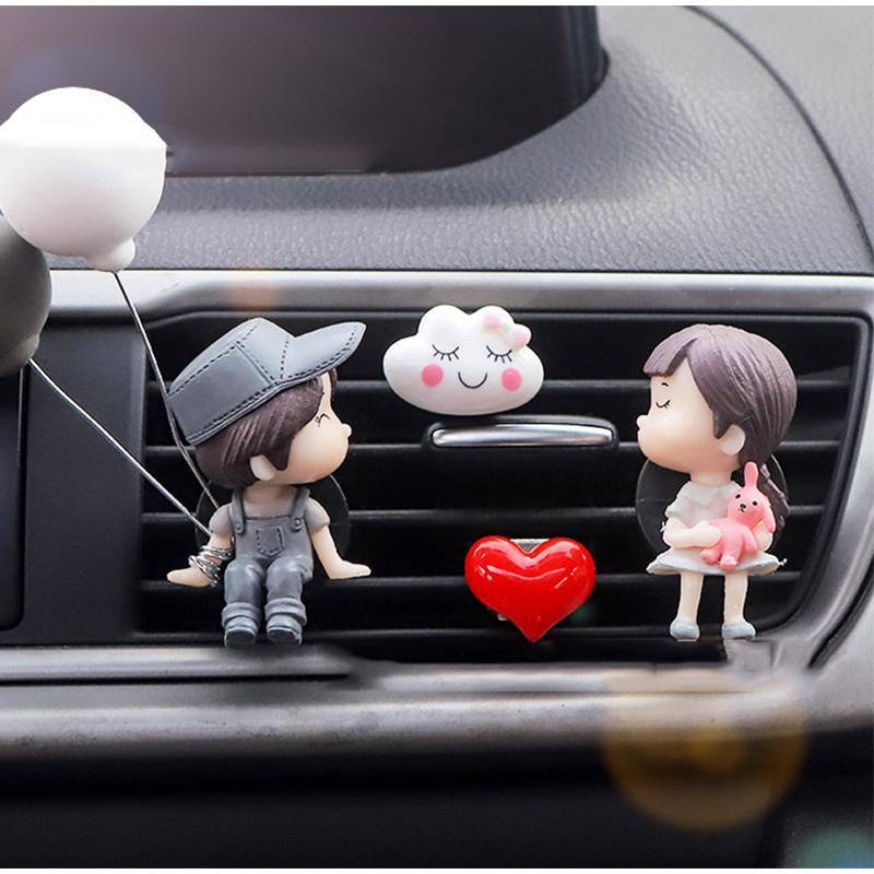 Car Air Outlet Clip Decoration Air Freshener Cute Cartoon Couples Action Figure Balloon Ornament Gift Auto Interior Accessories