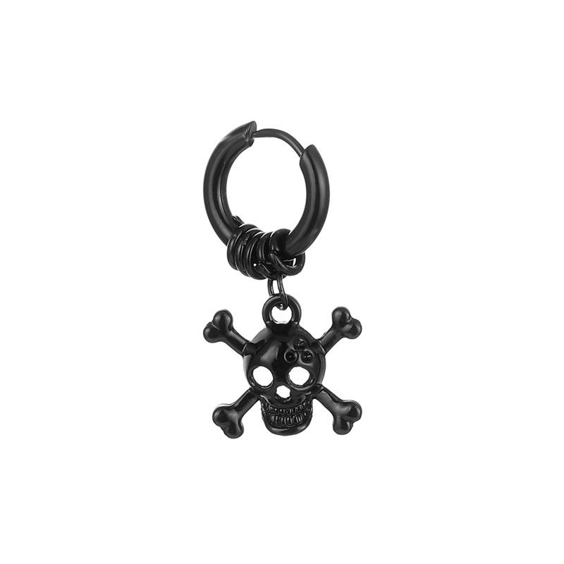 

[Arc Shaped Polished Titanium Steel Earrings Simple Round Wire Hanging Trendy Accessories] чорний