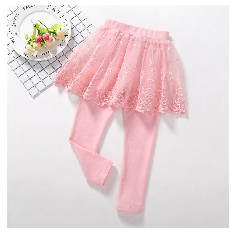 Children's Spring and Autumn Bottoms Girls Princess Dress Trousers False Two Pieces Fluffy Mesh Skirt Trousers 2-6year