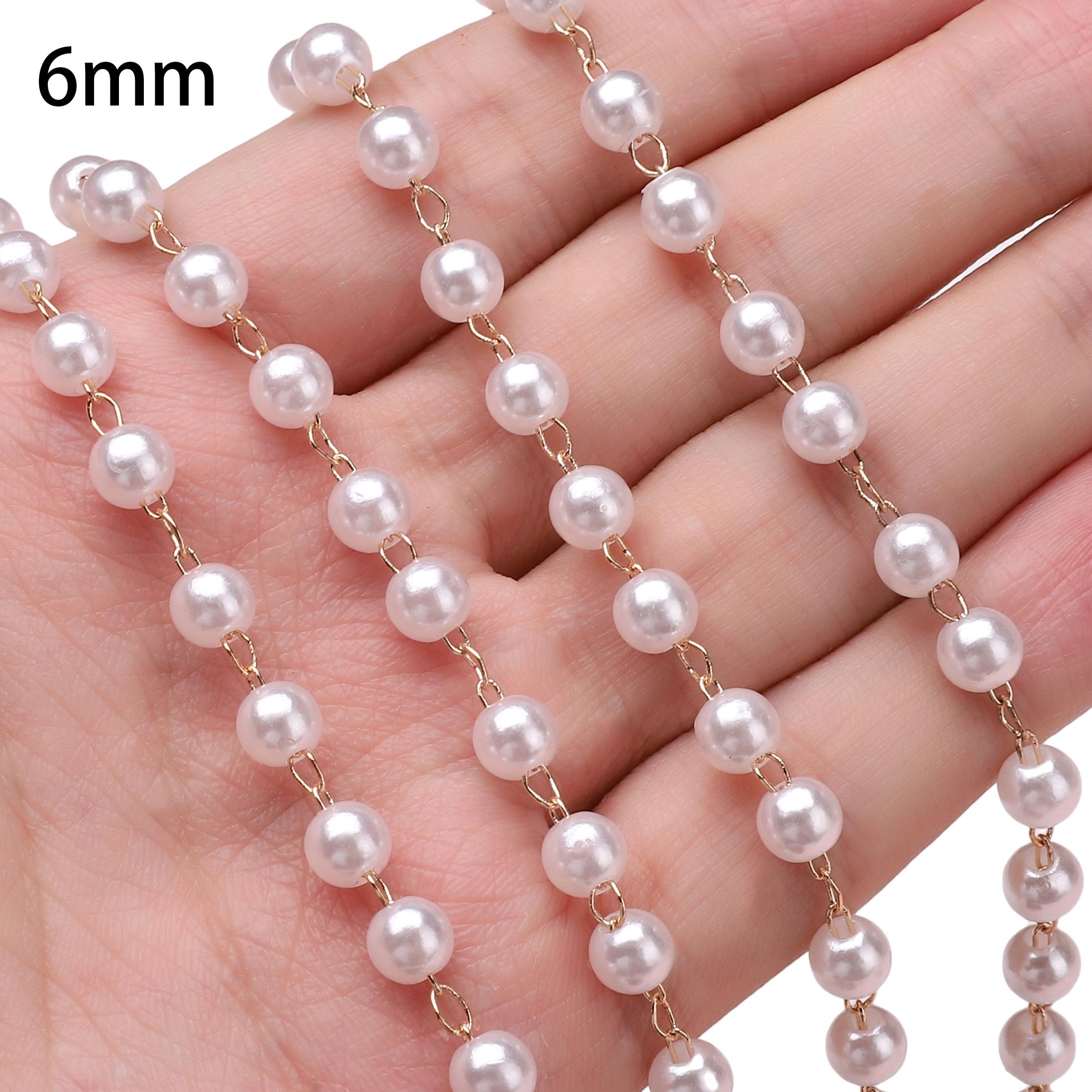 

50 см ABS круглые искусственные жемчужные бусины цепочка для самостоятельного изготовления ювелирных изделий аксессуары для украшения дома 6mm золотой