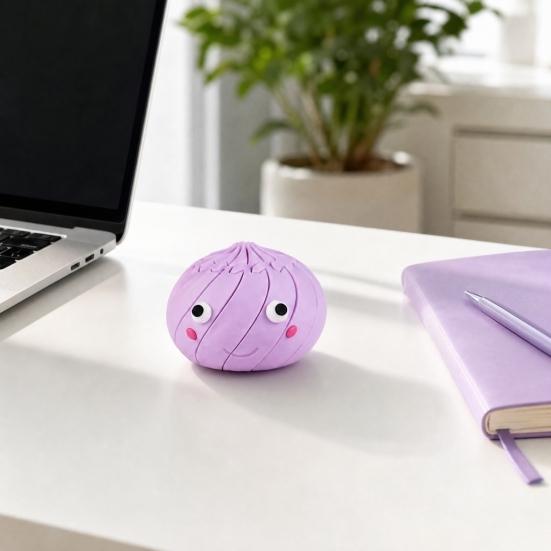 3D Printed Twisting Dumpling Toy, Stress Relief Slippery Cartoon Steamed Bun Toy, Articulated Spiral Rotating Dumpling Fidget Toy